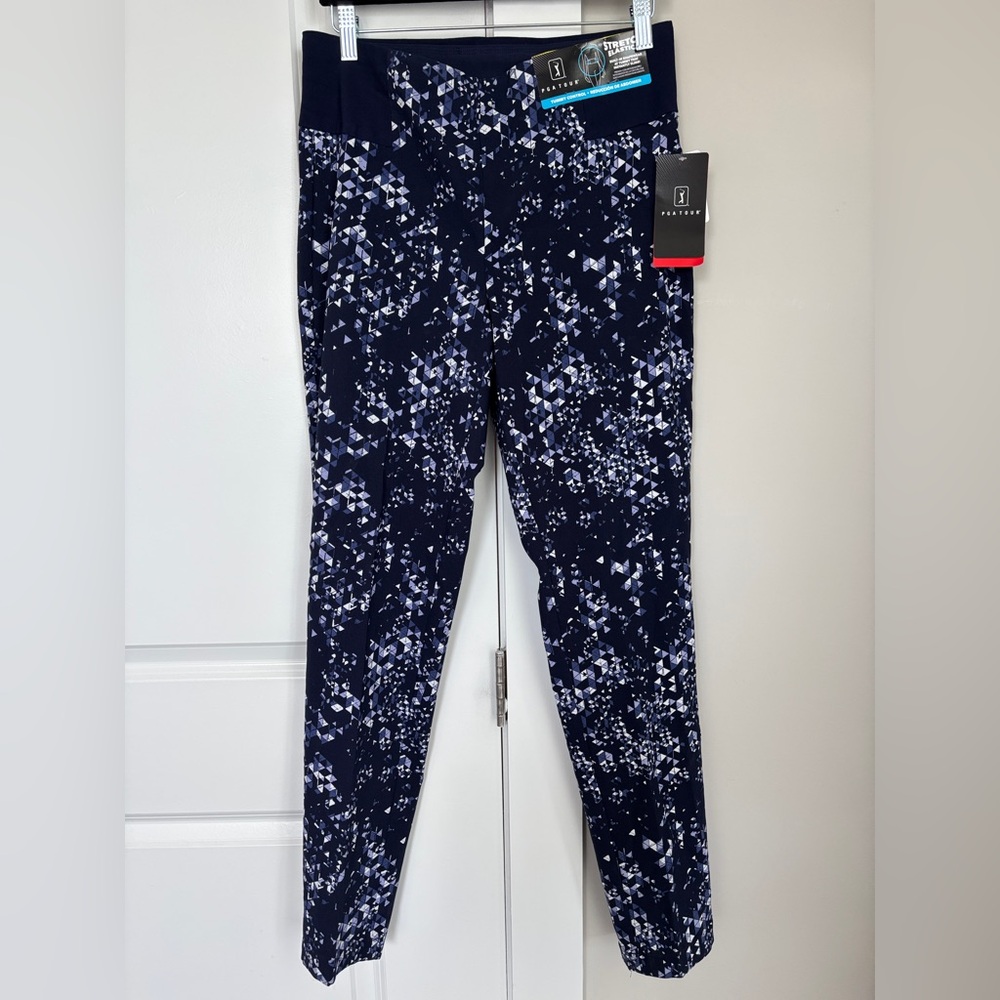 PGA Tour Navy and White Performance Leggings | GOLF NWT